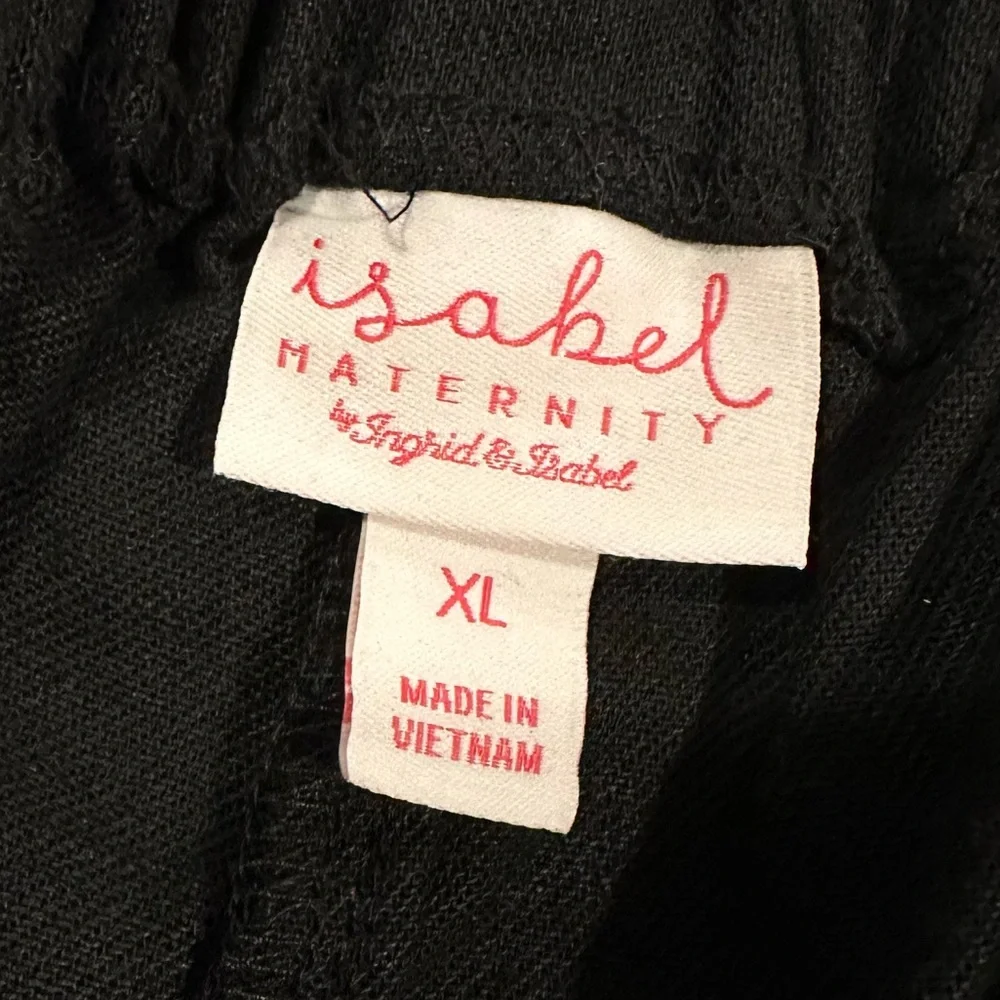Isabel Maternity Black Linen Tie Front Pull On Shorts XL - Picture 3 of 6